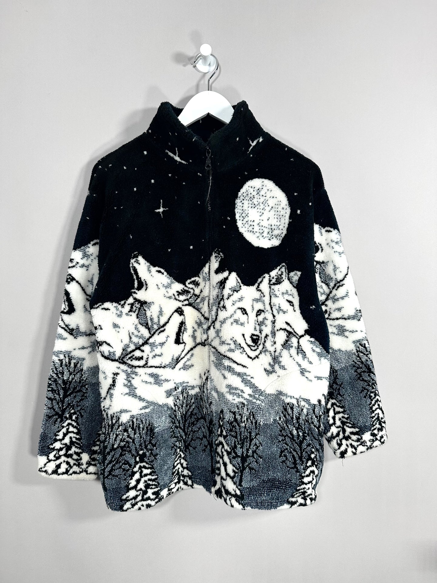 90s Wolf Fleece Jacket - S